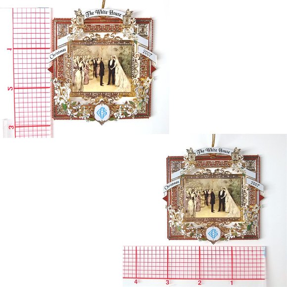 2007 Gold-plated White House Christmas Ornament The Wedding Cleveland, Orig Box - Picture 5 of 10